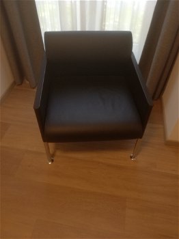 2 fauteuils ROSENTHAL, zwart leer. DESIGN!! Zijn als nieuw! - 0