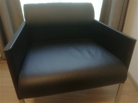 2 fauteuils ROSENTHAL, zwart leer. DESIGN!! Zijn als nieuw! - 1