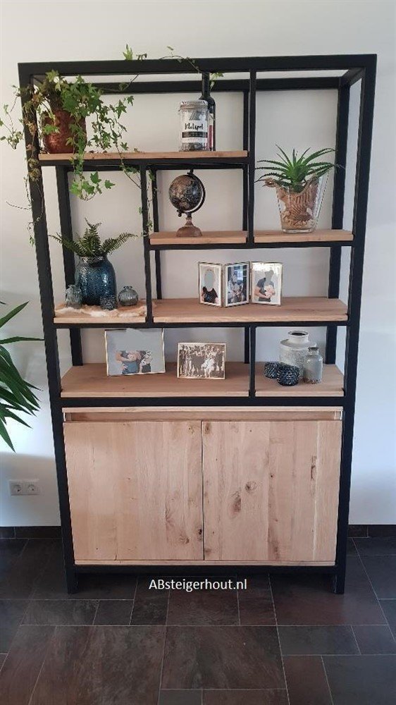 Kapstok zwart staal met eiken hout! Op maat te maken. - Afbeelding 5