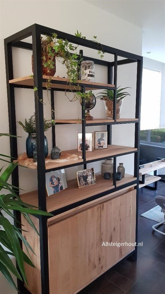 Kapstok zwart staal met eiken hout! Op maat te maken. - Afbeelding 6