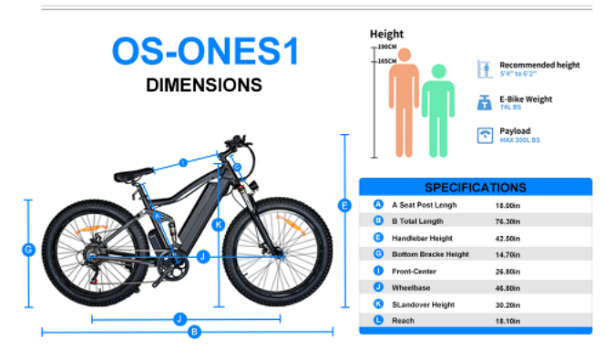 ONES1 Electric Bike 48V 500W Motor 10Ah Battery Shimano 7 Sp - 2