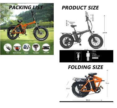 GOGOBEST GF300 Electric Folding Bike Moped Bicycle 1000W - 7