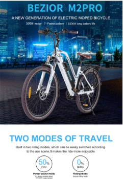 Bezior M2 Pro Electric Moped Bike 500W Motor 100km - 1