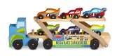 Houten vrachtwagen met oplegger | met zes raceauto's | Melissa and Doug - 0 - Thumbnail