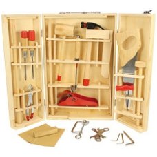 Houten gereedschapskoffer | 28 delige kindergereedschap | Bigjigs