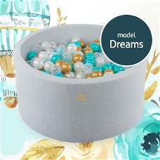 Grijze ballenbak met 250 ballen - Dreams Set - 90x40 cm