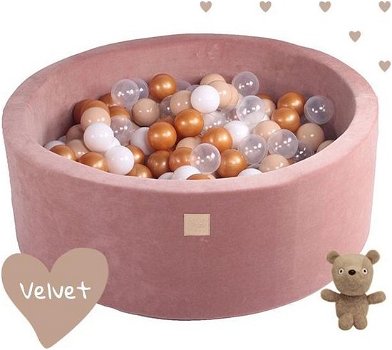 Teddy Bear Set VELVET Ballenbak met 250 ballen | 90x30 cm - 0