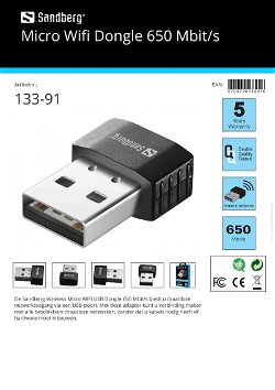 Micro Wifi Dongle 650 Mbit/s draadloze netwerktoegang