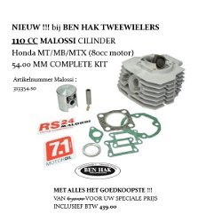 Cilinder MALOSSI 110 CC Honda MT MB MTX 54 WEER LEVERBAAR !