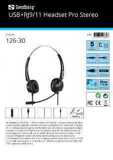 USB+RJ9/11 Headset Pro Stereo  uitstekende kwaliteit voor thuiskantoor, werkplek of studie