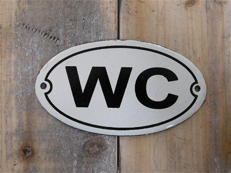 wc bordje , emaille WC voor de deur , kado - 1