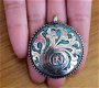 Authentiek amulet van Tibetaans zilver met Mantra en Turkoois, aan ketting - 2 - Thumbnail