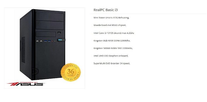 Basic PC Mini Tower (micro-ATX) Behuizing Moederbord met B560 chipset Intel Core i3-10105 (4core) - 0