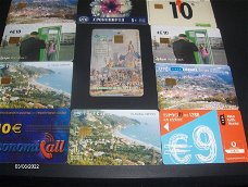 Griekse en Nederlandse Telefoonkaarten 11 stuks in totaal deels gebruikt en ongebruikt.