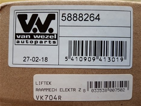 VW Golf IV Raammechanisme Van Wezel 5888264 RV - 2