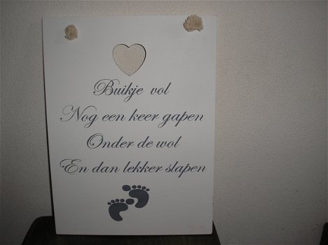 Spreuk voor babykamer op houten bord - 0