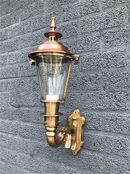 Wandlamp , tuinlamp , koper en messing , lamp tinus - 1