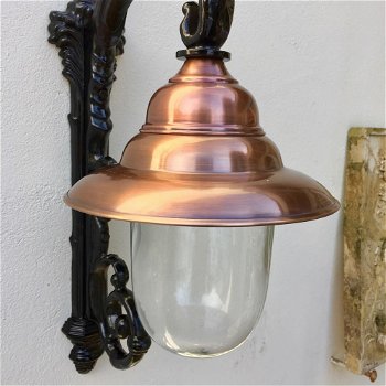 Wandlamp , koperen lampenkap , buitenlamp - 1