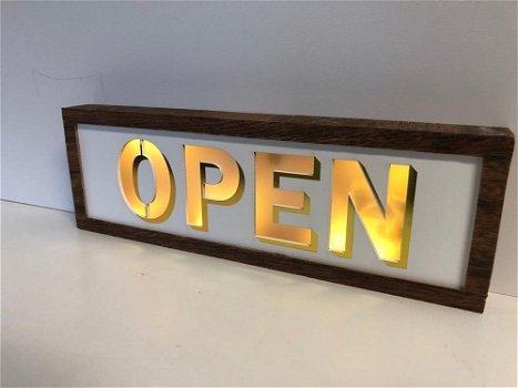 OPEN , gevelreclame, neon , lichtbak , bar open , cafe - 0