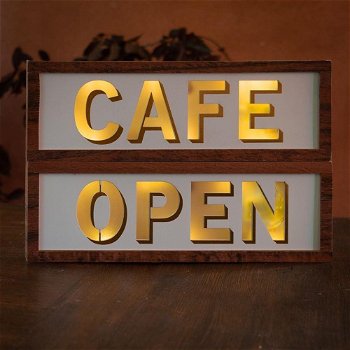 OPEN , gevelreclame, neon , lichtbak , bar open , cafe - 1