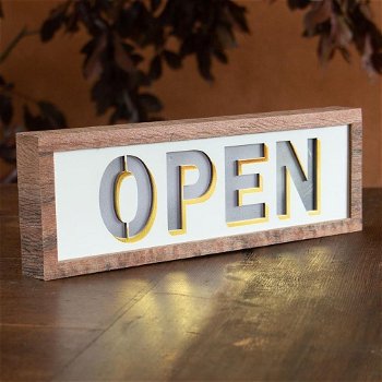 OPEN , gevelreclame, neon , lichtbak , bar open , cafe - 2