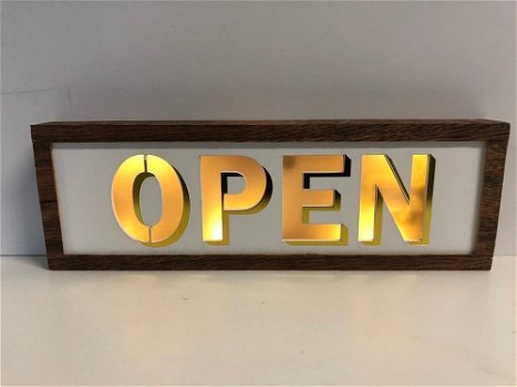 OPEN , gevelreclame, neon , lichtbak , bar open , cafe - 7