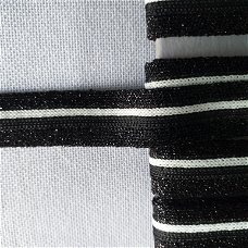 Band zwart lurex/wit van 2 cm. breed