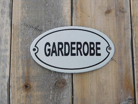 Bordje emaille , deurbord , garderobe, - 0