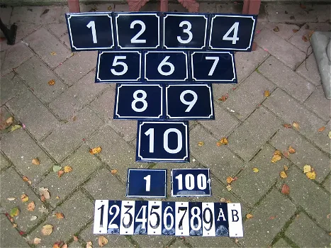 Emaille huisnummer huisnummers bordje bordjes - 0