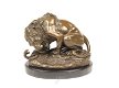 leeuw en slang , kado , beeld brons - 1 - Thumbnail
