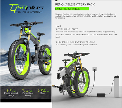 LANKELEISI T750 Plus Big Fork Electric Bike 48V 1000W - 1