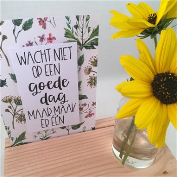 decoratie set houten standaard & quote kaart & vaasje adv 1 - 2