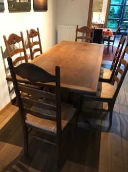 Eiken tafel met 6 stoelen - 2