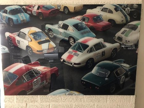 Wanddecoratie , Porsche , schildrij met glas - 2