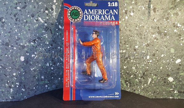 Diorama figuur 1:18 mechanic KEN oranje AD258 - 2