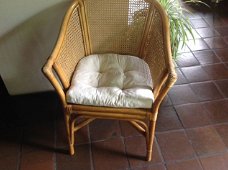 manou zitstoel met webbing, + kussen , retro - zithoogte 50 cm., ., breedte 60 cm.