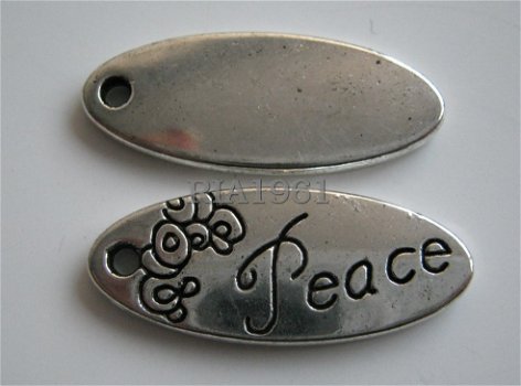 bedel/charm op=op : peace ovaal- 26x10 mm - 0