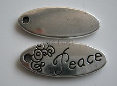 bedel/charm op=op : peace ovaal- 26x10 mm 