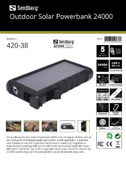 Outdoor Solar Powerbank 24000 voor alle merken smartphone