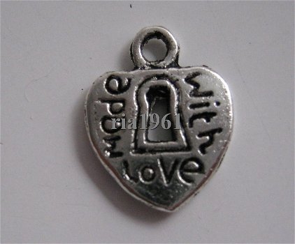 bedel/charm sleutel: slotje made with love -12x10 mm - 0