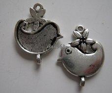 bedel/charm op=op: vogeltje 6 (plat) - 22x17 mm