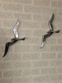 Paar grote silhouette meeuwen-vogel-aluminium-vogel - 0