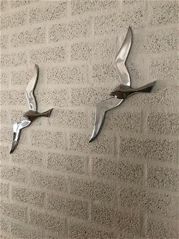 Paar grote silhouette meeuwen-vogel-aluminium-vogel - 1