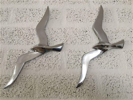 Paar grote silhouette meeuwen-vogel-aluminium-vogel - 3