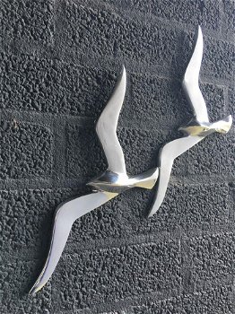 Paar grote silhouette meeuwen-vogel-aluminium-vogel - 6
