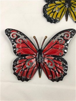 Set van 3 Vlinders, geheel metaal en vol in kleur-vlinder - 1