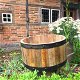 Half hard houten vat met ijzeren ring- emmer vijver-deco - 1 - Thumbnail