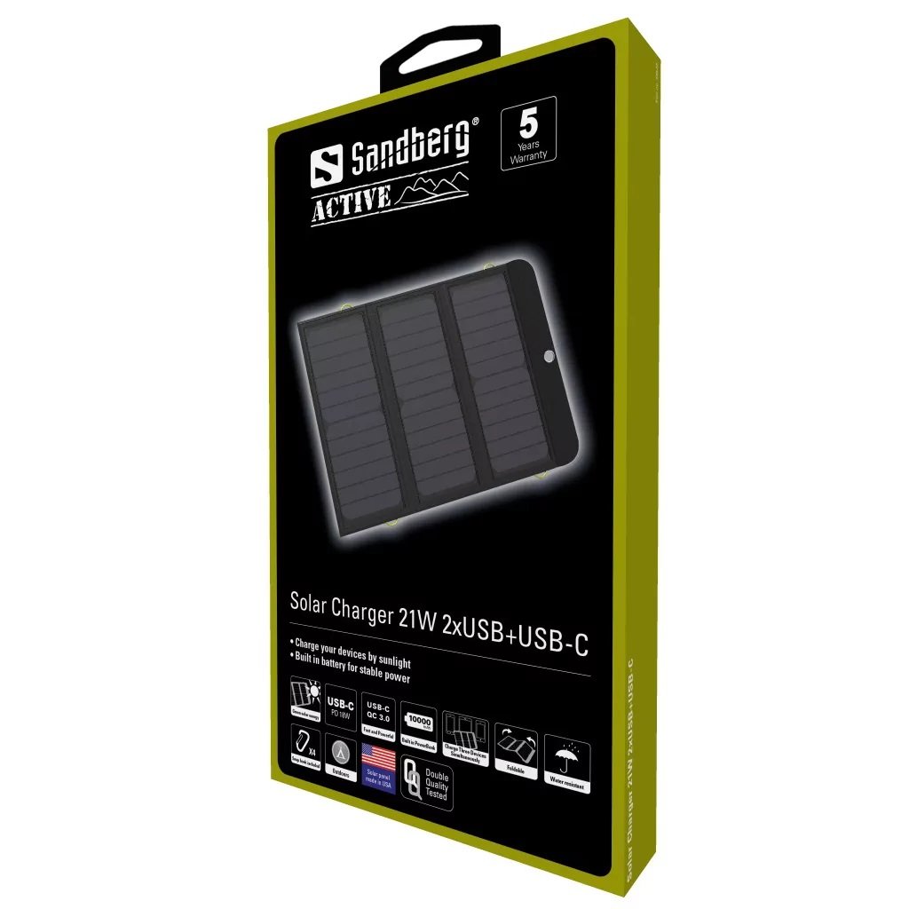 Solar Charger 21W 2x USB + USB-C geschikt voor alle merken - Afbeelding 8
