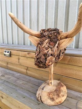 Stierenkop- gemaakt- hout-Monfort-stier- kunstwerk - 6