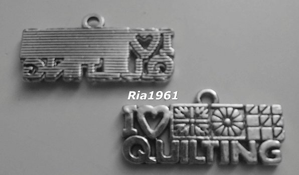 bedel/charm handwerken: i love quilting 25x10 mm - 0
